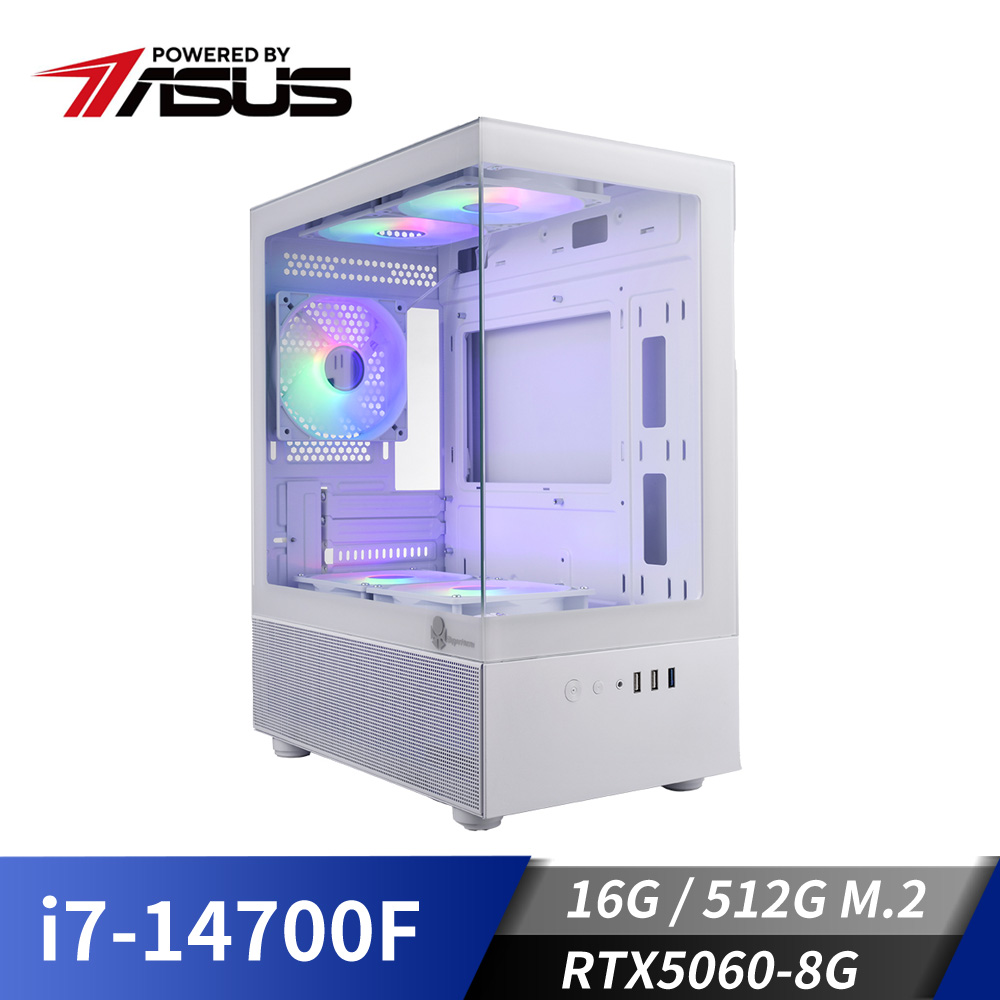華碩平台[鎮魂鬥皇]i7獨顯電腦 (i7-14700F/16G/RTX 5060/512G_M2)