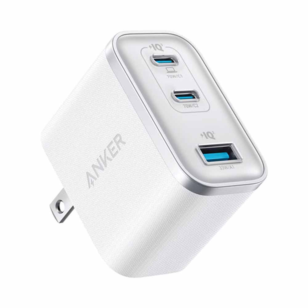 Anker A121A 70W  GaN 3孔快充充電器-白