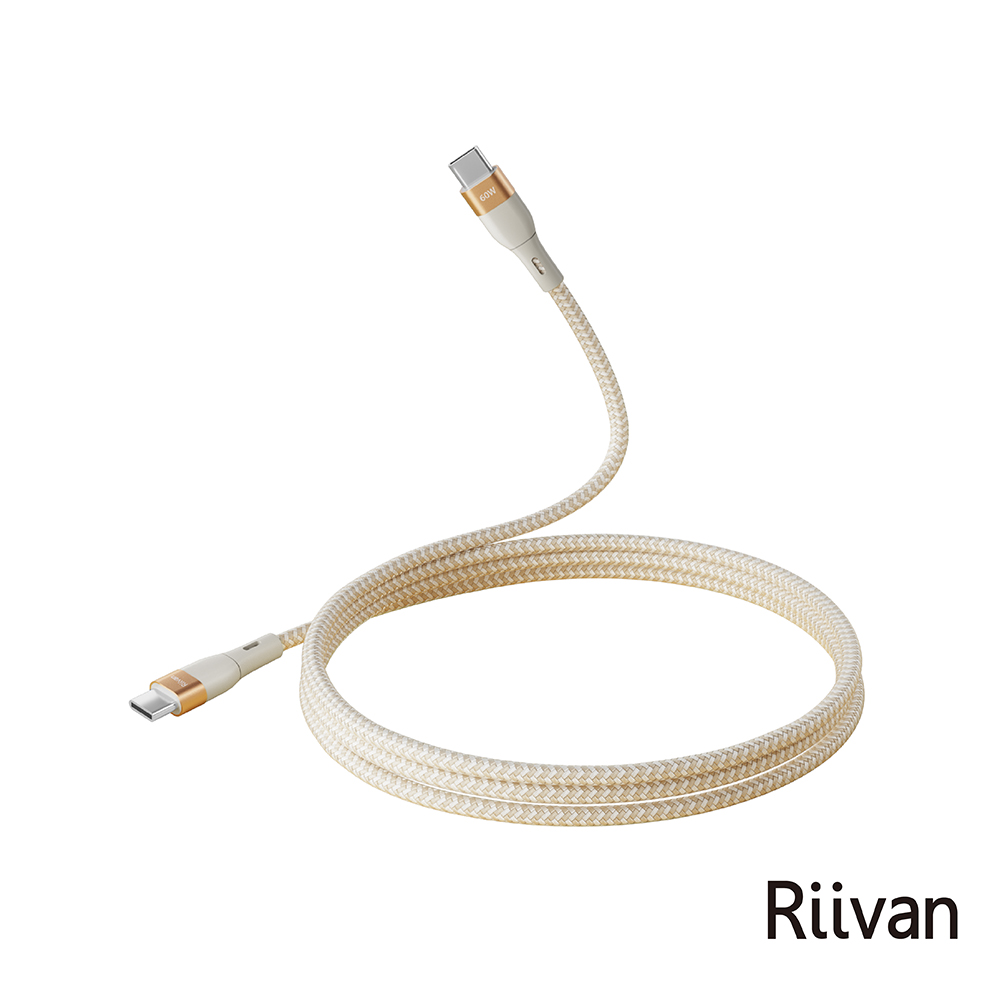 Riivan USB-C to C 60W快充傳輸線1.2M-金