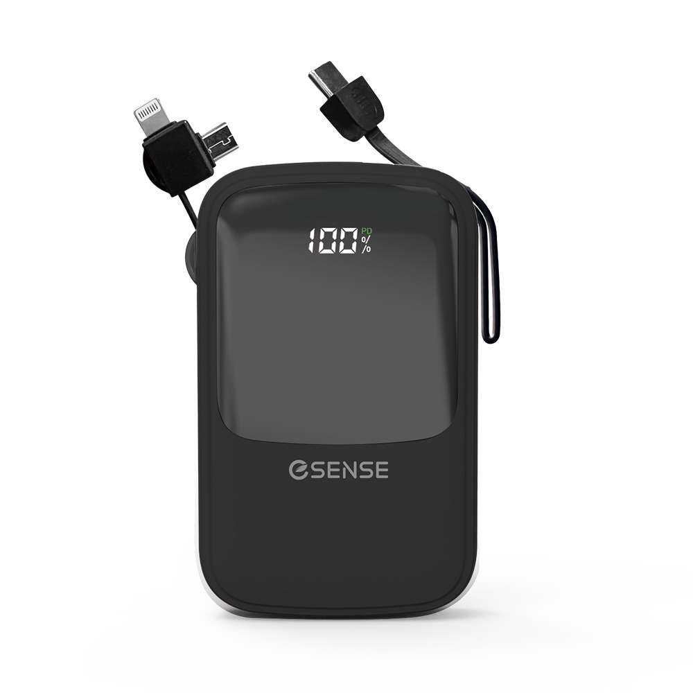 Esense 免帶線快充行動電源10000mAh-黑