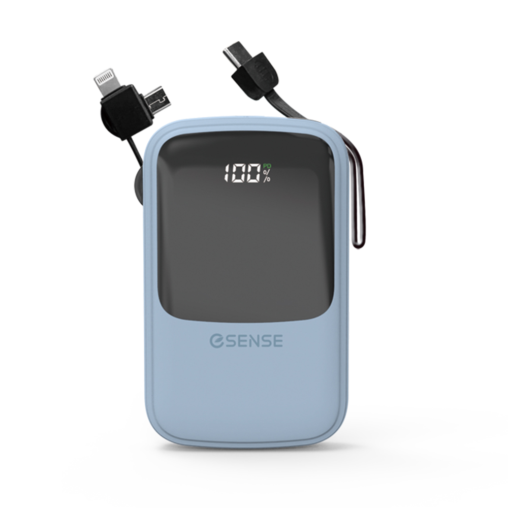Esense 免帶線快充行動電源10000mAh-藍