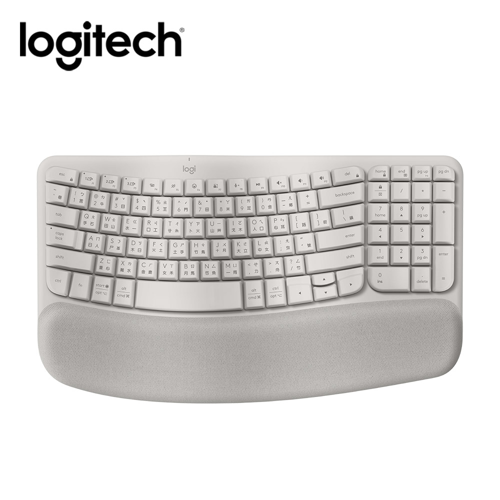羅技 Logitech Wave Keys人體工學鍵盤-迷霧灰
