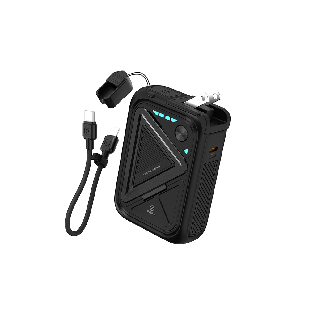 SEEK 半固態10合1行動電源10000mAh-黑