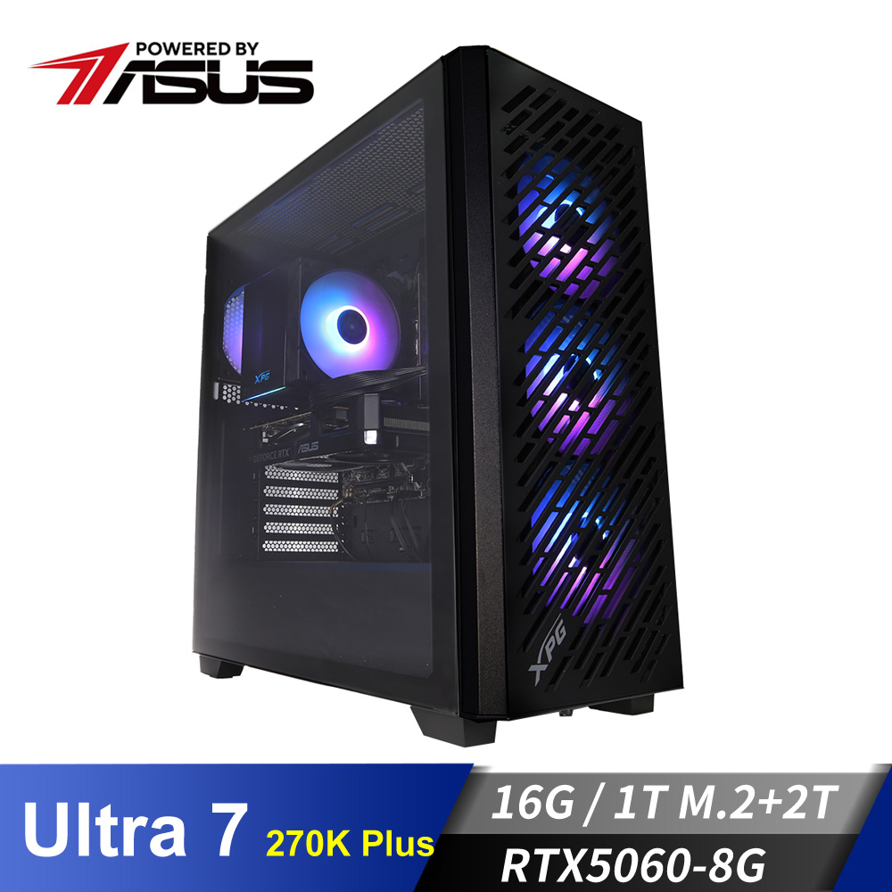 華碩平台[威光戰神]U7獨顯電腦 (Ultra 270K Plus/16G/2T/RTX 5060/1TB_M2)