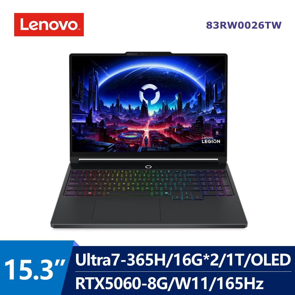 聯想 Lenovo Legion OLED AI電競筆電 15.3" (Intel Core Ultra 7-356H/32G/1T/RTX5060-8G/W11)
