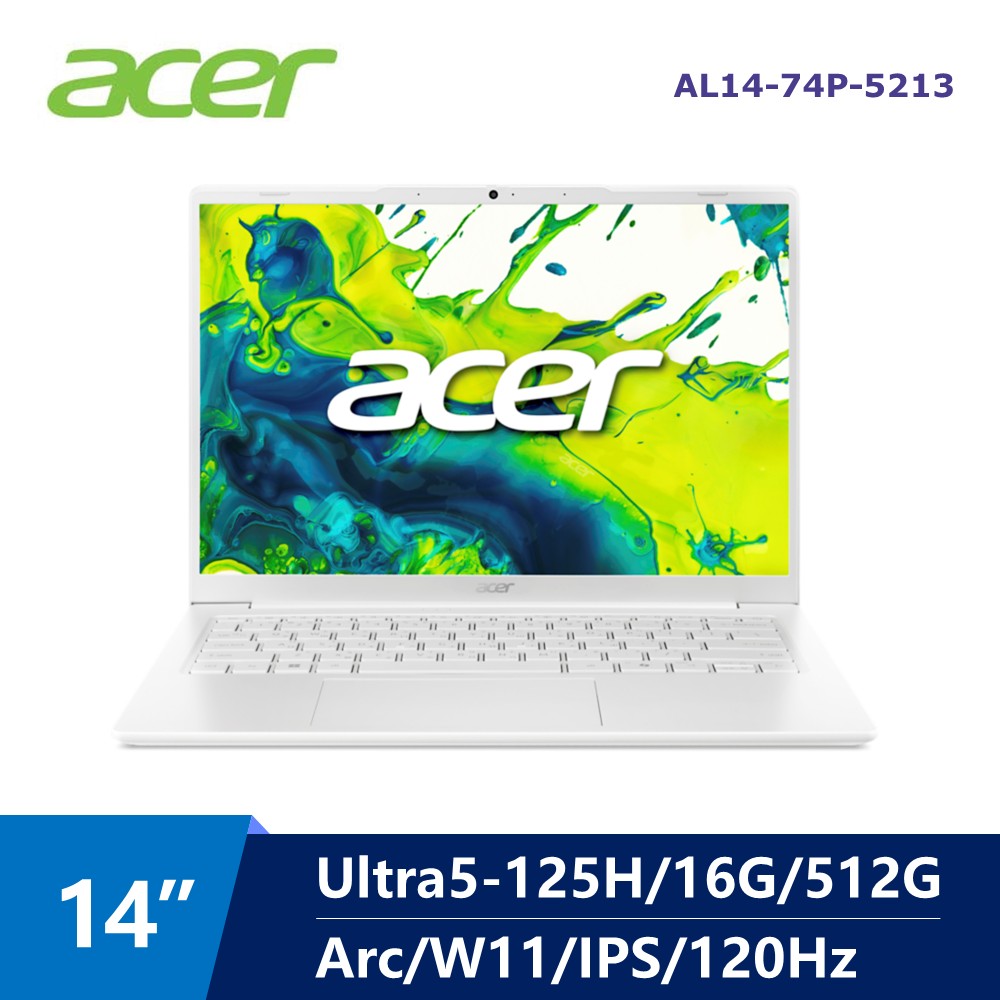 宏碁 ACER Aspire Lite AI筆電 14" (Intel Core Ultra5-125H/16G/512G/Arc/W11) 白