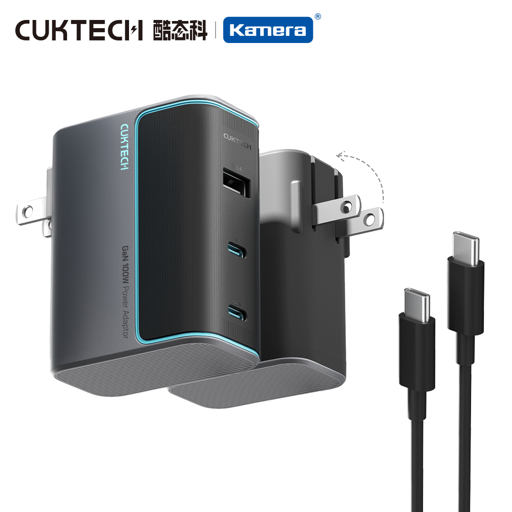 酷態科 10號 氮化鎵100W 2C1A 充電器-黑灰