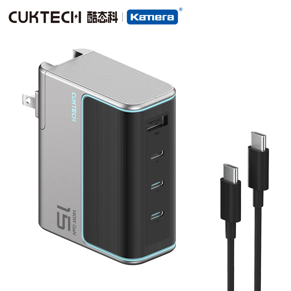 酷態科 15號 氮化鎵140W 2C1A 充電器-黑灰
