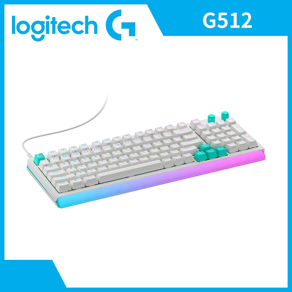 羅技 Logitech G512 X線性軸98雙軸有線電競鍵盤-白
