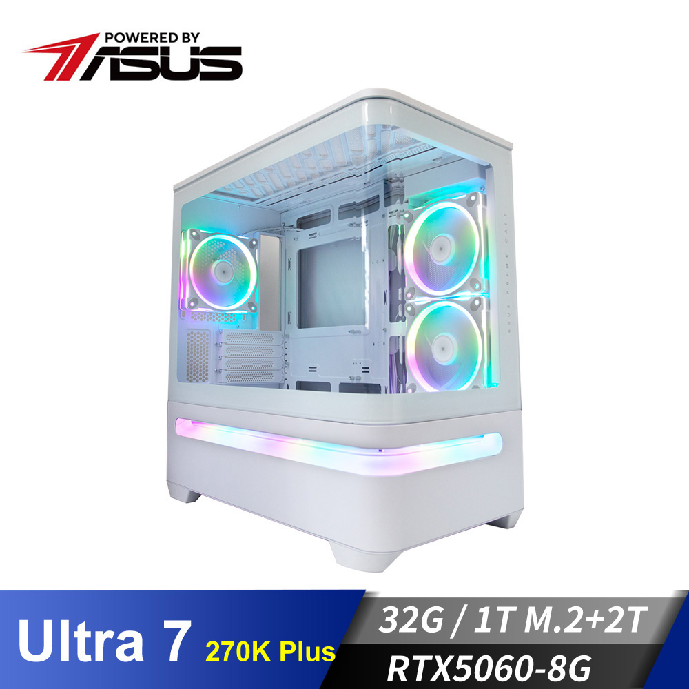 華碩平台[虎星鬥神]U7獨顯水冷電腦 (U7-270K Plus/32G/2T/RTX 5060/1TB_M2)