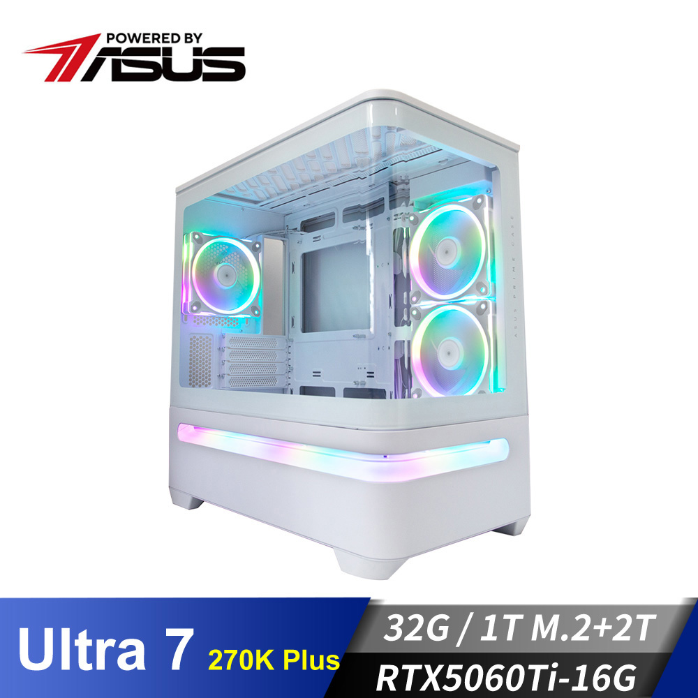華碩平台[虎星俠神]U7獨顯水冷電腦 (U7-270K Plus/32G/2T/RTX5060Ti-16G/1TB_M2)