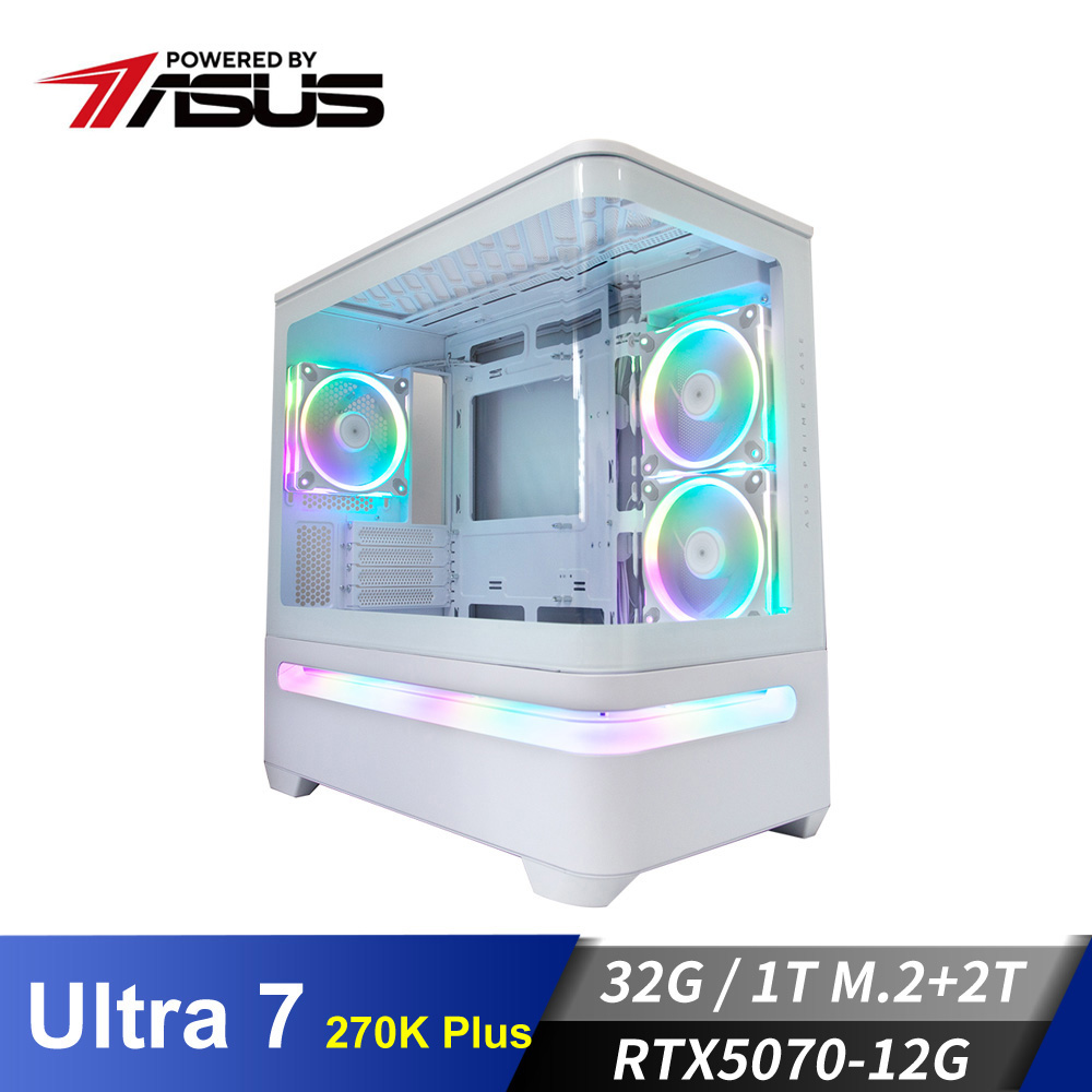華碩平台[虎星猛神]U7獨顯水冷電腦 (U7-270K Plus/32G/2T/RTX 5070/1TB_M2)