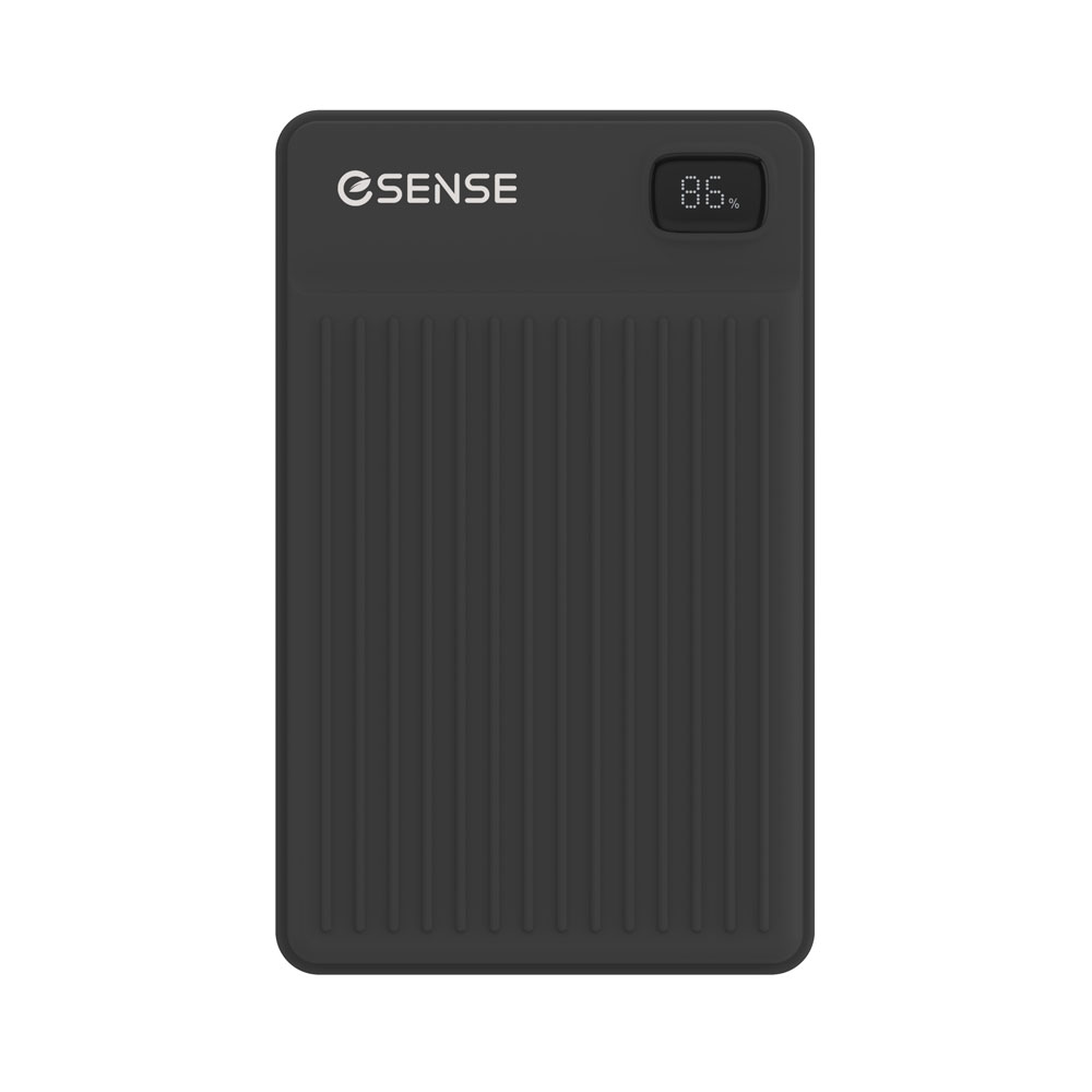 Esense 自帶線半固態行動電源10000mAh-黑