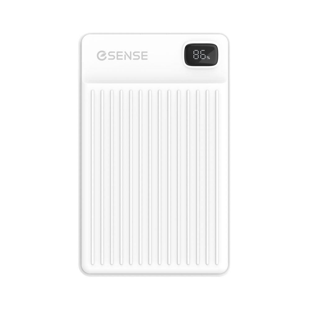 Esense 自帶線半固態行動電源10000mAh-白