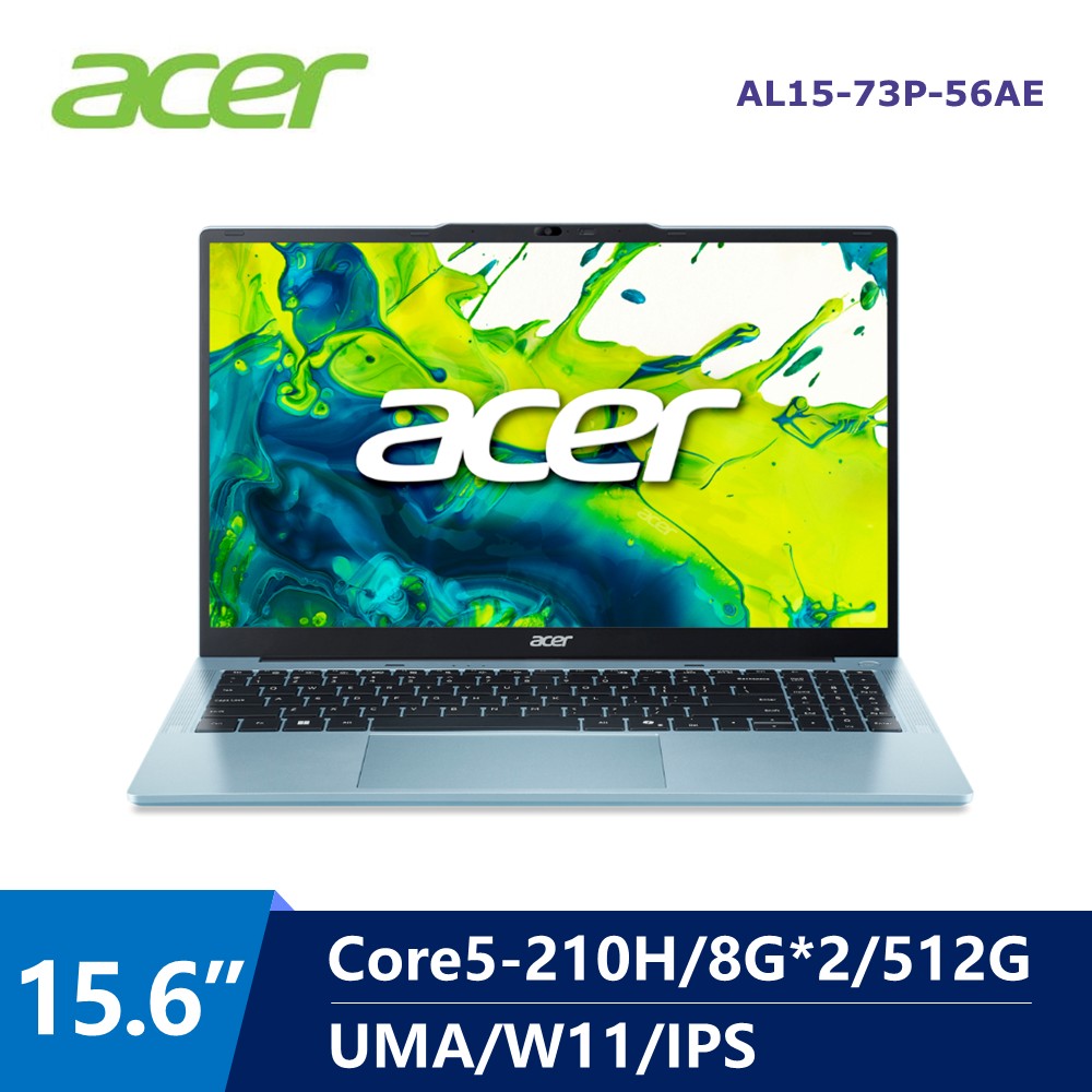 宏碁 ACER Aspire Lite AI筆電 15.6" (Intel Core5-210H/8G*2/512G/UMA/W11) 尼斯湖藍