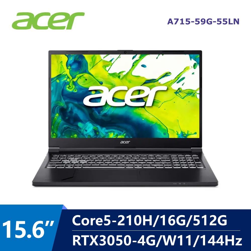 宏碁 ACER Aspire AI筆電 15.6" (Intel Core5-210H/16G/512G/RTX3050-4G/W11)