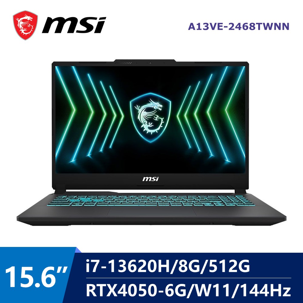 微星 MSI Cyborg AI電競筆電 15.6" (i7-13620H/8G/512G/RTX4050-6G/W11)