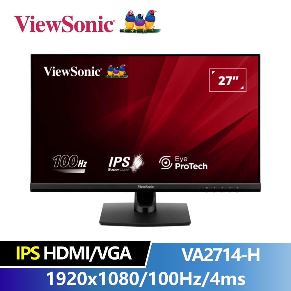 優派 ViewSonic 27型 FHD IPS 商用平面螢幕 (27吋/1920x1080/100Hz/4ms/IPS)