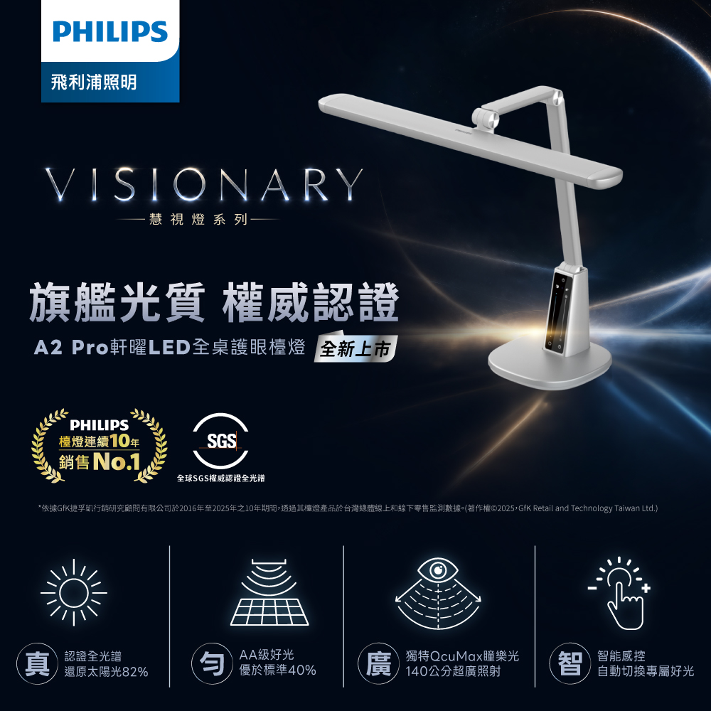 飛利浦 PHILIPS軒曜全桌LED護眼檯燈