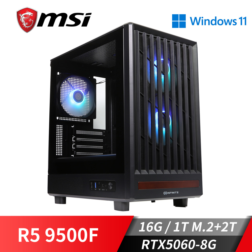 微星平台[龍暴之怒]R5獨顯Win11電腦 (R5 9500F MPK/16G/2T/RTX 5060/1TB_M2)