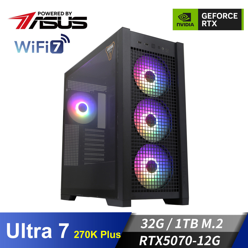 華碩平台[虎耀狂神]U7獨顯水冷電腦 (U7-270K Plus/32G/RTX 5070/1TB_M2)