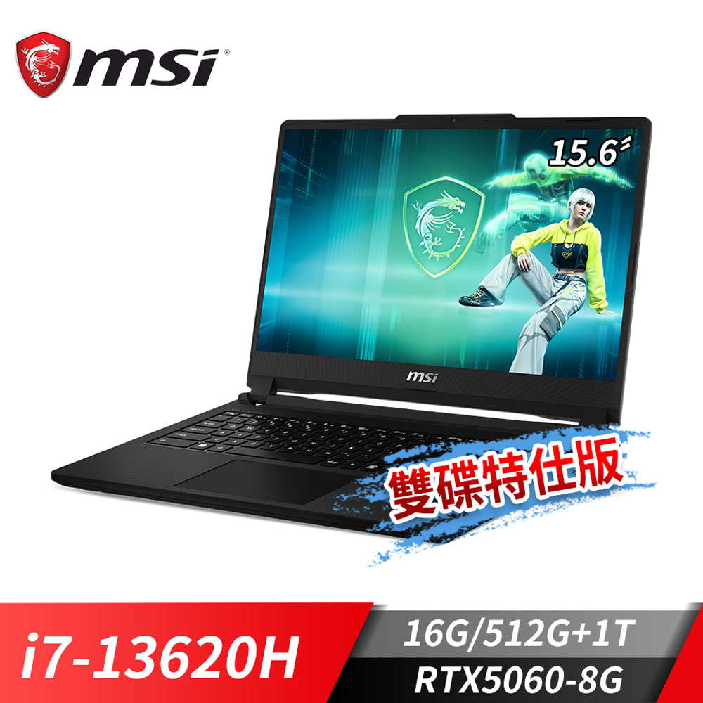 微星 Cyborg 15 Max 電競筆電-雙碟特仕版 (i7-13620H/16G/512G+1TB/RTX5060-8G/Win11)
