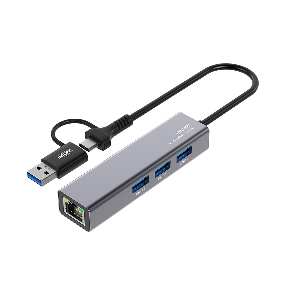 INTOPIC USB3.2&RJ45鋁合金集線器