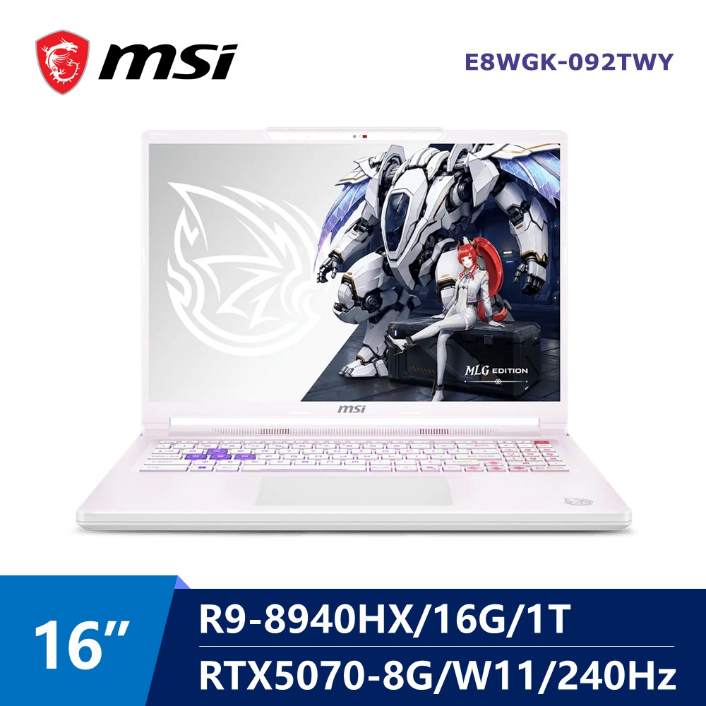 微星 MSI Crosshair AI電競筆電 16" (R9-8940HX/16G/1T/RTX5070-8G/W11) (魔龍姬限量版)