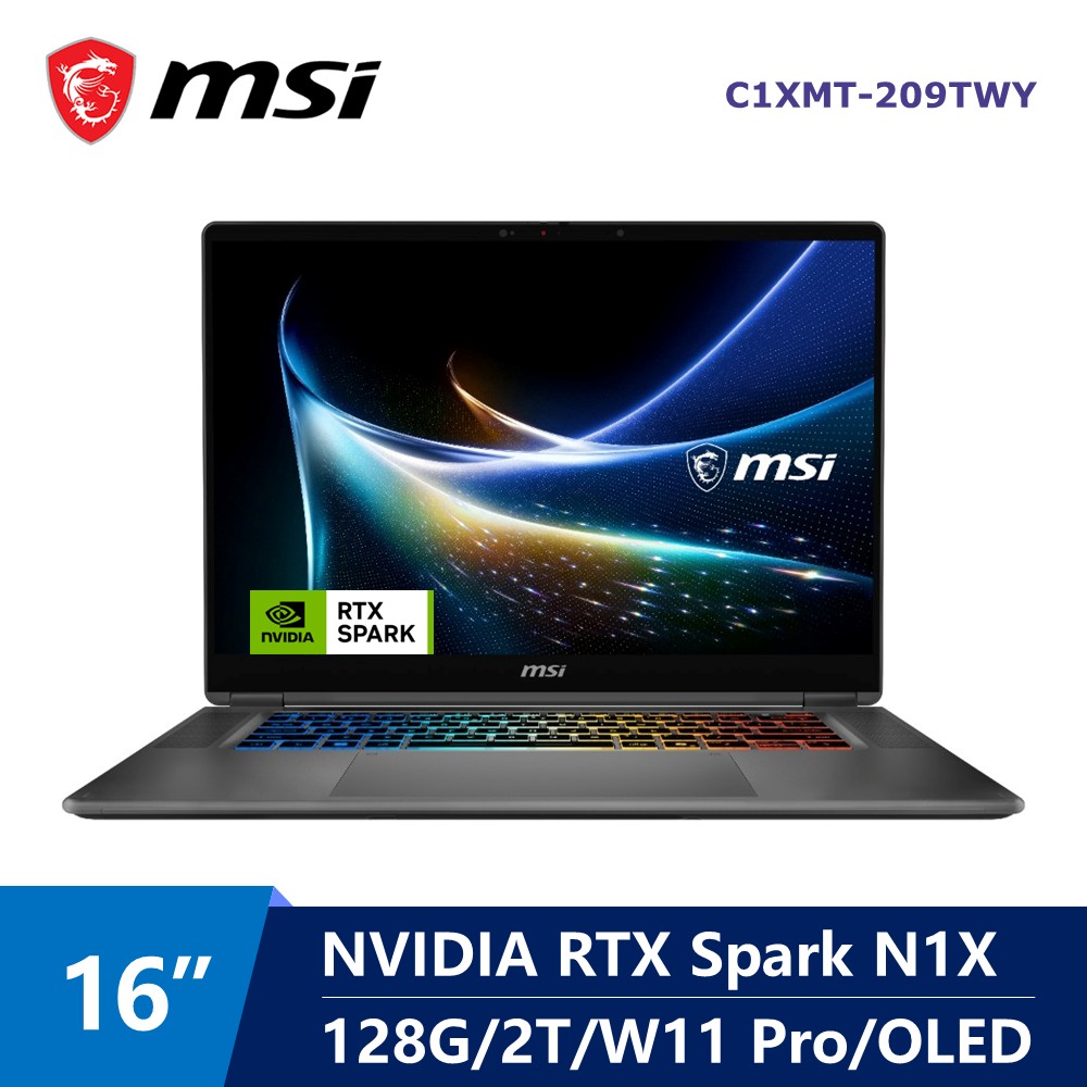 微星 MSI Prestige AI超算力觸控筆電 16" (NVIDIA RTX Spark N1X/128G/2T/RRTX/W11 Pro)