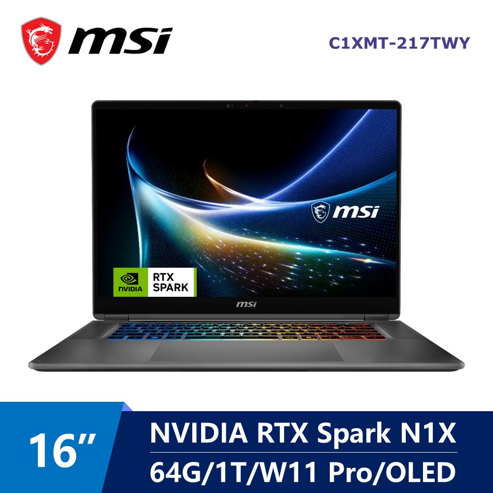 微星 MSI Prestige AI觸控超算力筆電 16" (NVIDIA RTX Spark N1X/64G/1T/RRTX/W11 Pro)