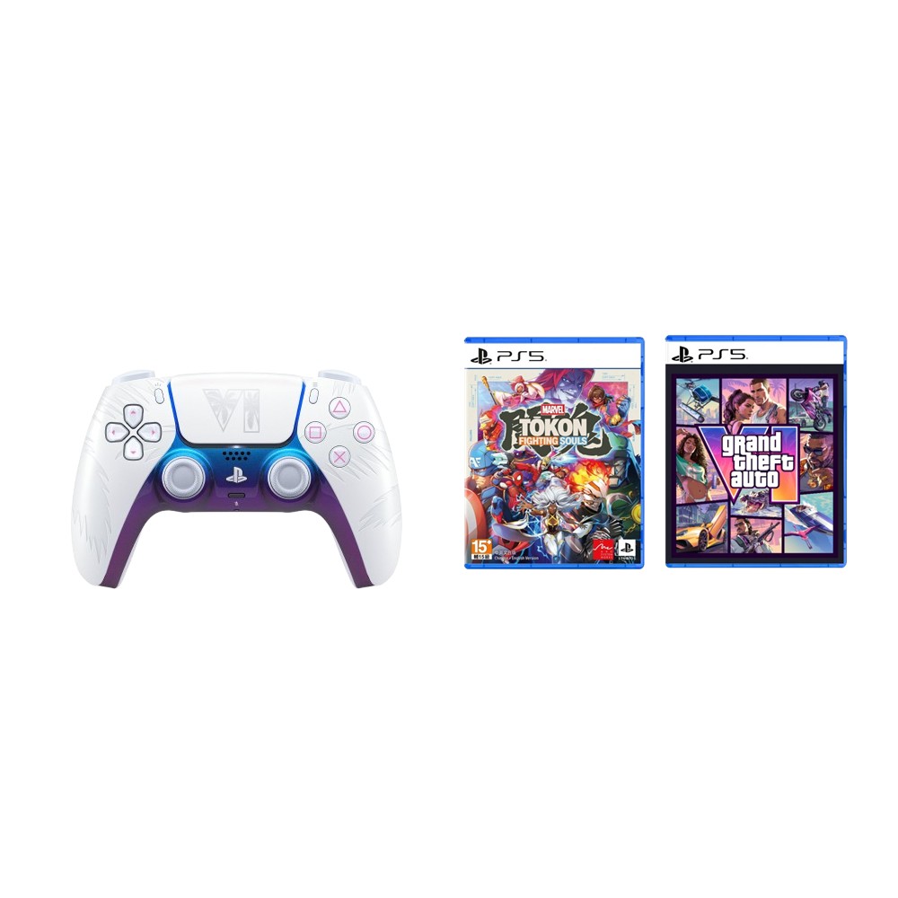 【組合】PS5 DualSense Grand Theft Auto VI-白色+漫威鬥魂+俠盜獵車手 6