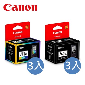 【訂閱制方案】佳能CANON 741XL 高容量彩色墨水匣*3個 + 740XL 高容量黑色墨水匣*3個