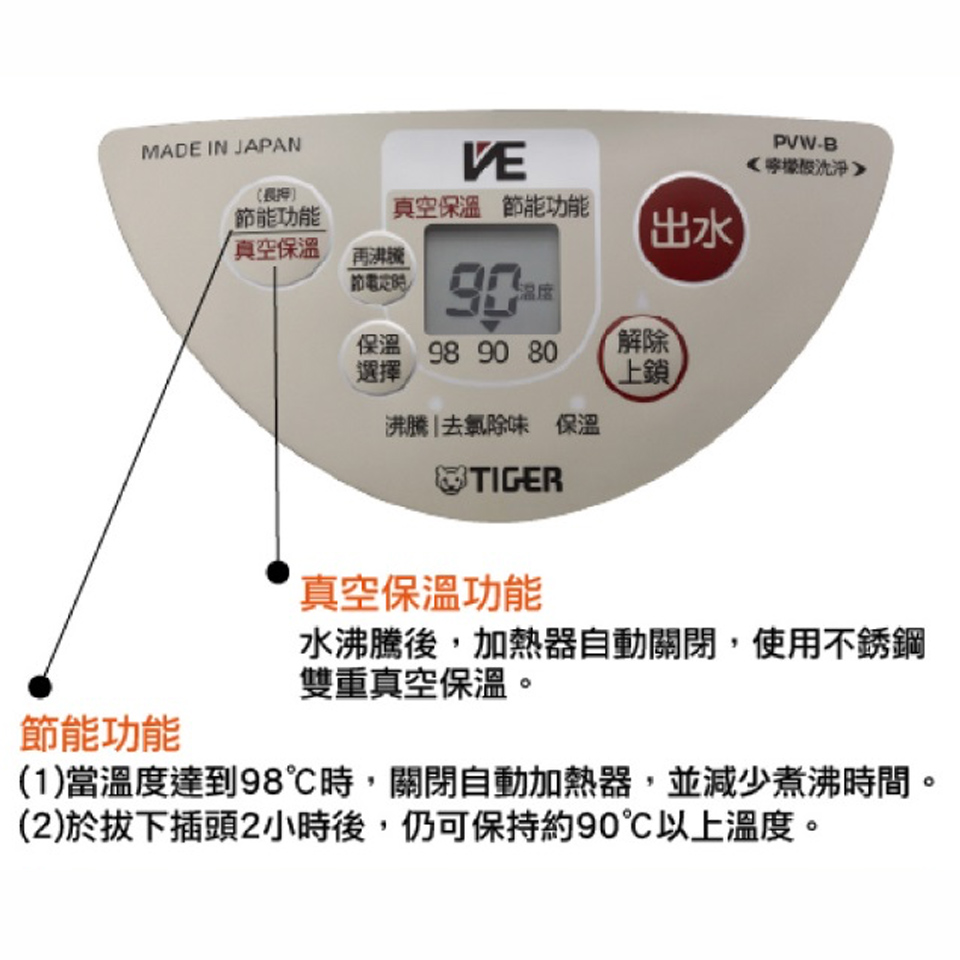 虎牌3L VE真空保溫熱水瓶 - 細節圖 3