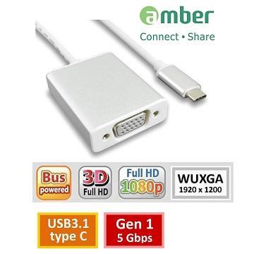 amber USB 3.1 type C 轉VGA 訊號轉接線