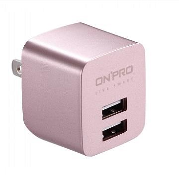 ONPRO USB雙埠電源供應器-玫瑰金