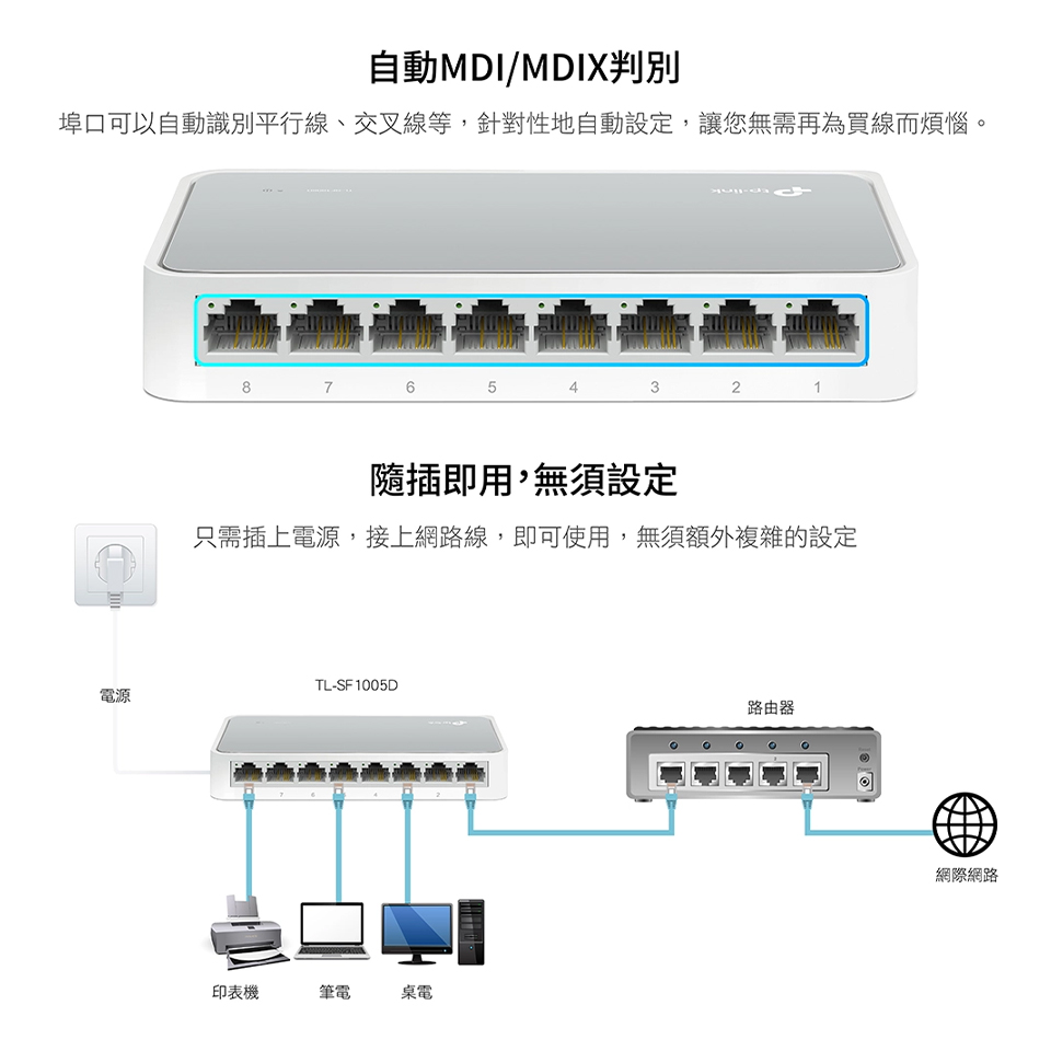 TP-Link TL-SF1008D 8埠桌上型交換器 - 細節圖 4