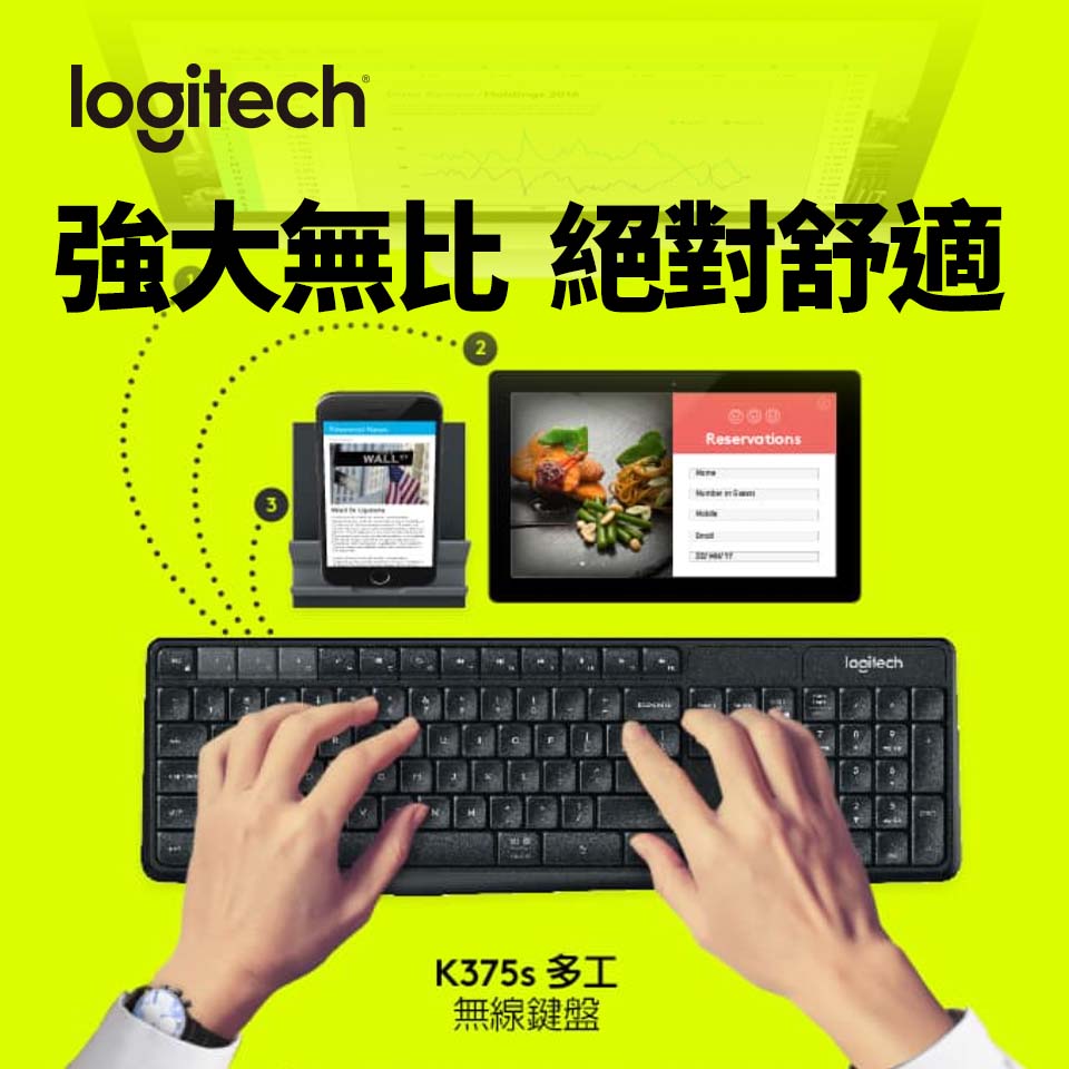 (拆封品) 羅技 Logitech K375s 跨平台無線/藍牙鍵盤支架組