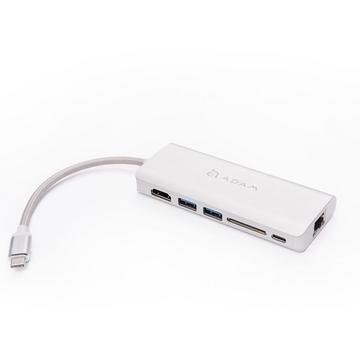 亞果元素 ADAM  Type-C 6port集線器 - 銀色