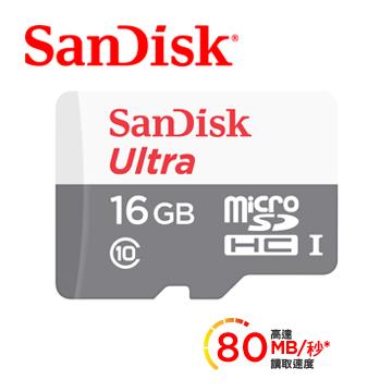 SanDisk晟碟 Ultra MicroSD 16GB記憶卡