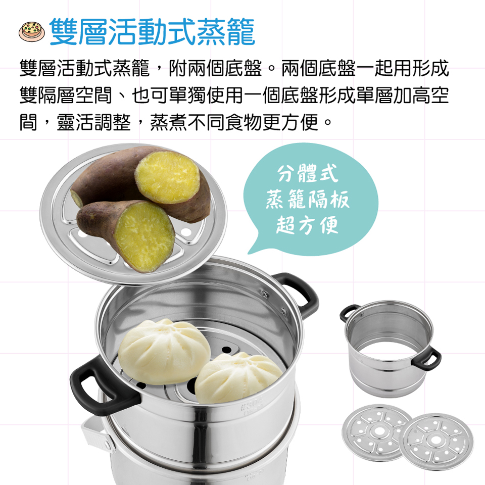 大家源三人份全不鏽鋼雙層蒸煮電鍋 - 細節圖 2