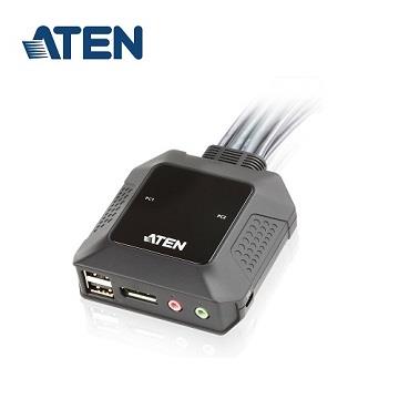 ATEN 2埠USB DisplayPort帶線式KVM切換器