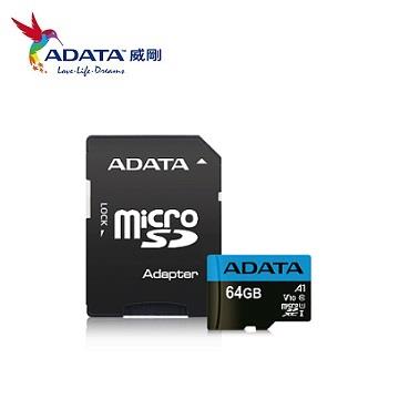 ADATA威剛 microSDXC A1 64GB記憶卡(附轉卡)