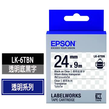 EPSON LK-6TBN透明底黑字標籤帶