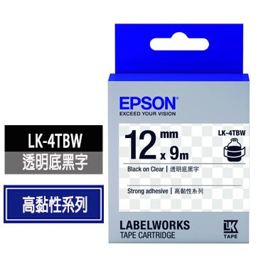 EPSON LK-4TBW透明底黑字標籤帶