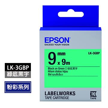 EPSON LK-3GBP綠底黑字標籤帶