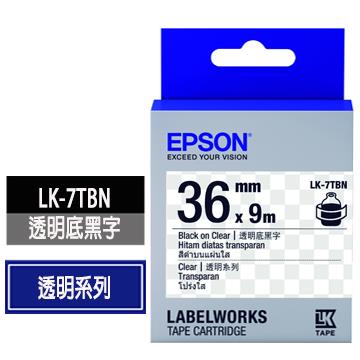 EPSON LK-7TBN透明底黑字標籤帶
