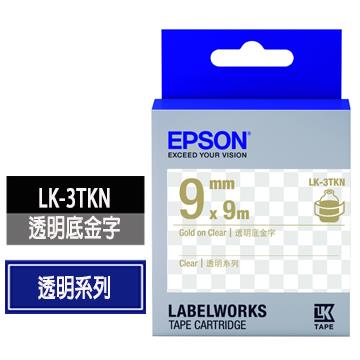 EPSON LK-3TKN透明底金字標籤帶