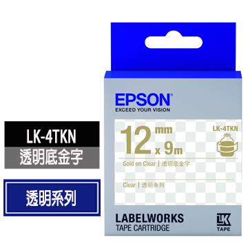 愛普生EPSON LK-4TKN透明底金字標籤帶