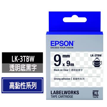 愛普生EPSON LK-3TBW透明底黑字標籤帶