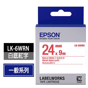 愛普生EPSON LK-6WRN白底紅字標籤帶